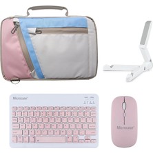 Microcase Huawei Matepad 11.5 2026 ile Uyumlu Tablet Çanta+Türkçe Bluetooth Klavye +Mouse+ Standı - Pembe AL4382