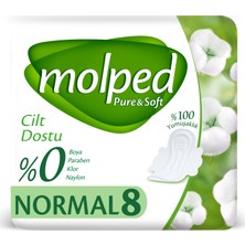 Molped Pure&Soft Normal Hijyenik Ped 8 Adet %100 Yumuşaklık ve Cilt Dostu Özellikler