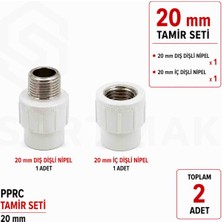 Fırat Pprc 20 mm Tamir Seti Iç Dişli + Dış Dişli  Nipel 1/2" 2 Parça Temiz Su Tesisat Ek Parçası