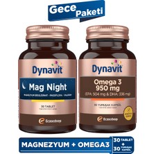 Dynavit Mag Night (Akşam / Gece Magnezyumu ) 30 Tab & Omega 3 950 Mg 30 Kapsül - Gece Paketi