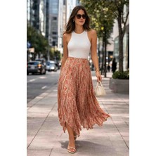 Trendol Fashion Life Şifon Kumaş Desenli Kraşlı Kadin Etek