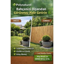 Polynaturel Telli Dokuma Doğal Kamış Çit Bambu Hasır Bahçe Gizlilik Çiti 100X500 cm Balkon Teras Çit