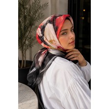 Eys Modern Floral Desen Eşarp Serisi Siyah