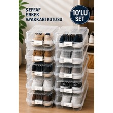 Funny Life 10'lu Erkek Ayakkabı Kutusu Set Şeffaf Kapaklı Düzenleyici Saklama Kutusu Organizer
