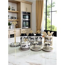 Empressco Şık Zebra At Desenli Gold Mutfak Seti - Feray Home