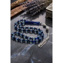 Prestige Gümüş Surmeli Sıkma Kehribar Taşlı Arpa Kesim Tesbih 925 Ayar Gümüş Püsküllü 12*8 mm 902777