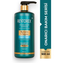 Restorex Keratin & Argan Onarıcı Bakım Şampuan 900 ml Besleyici Bitki Özlü Formül Tüm Saçlar İçin