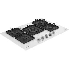 Arçelik OCD K 752 EWB  Gazlı Cam Tablalı Ocak 5 Gözü Beyaz Ankastre 75 cm Düğmeden Ateşleme Güçlü Performans