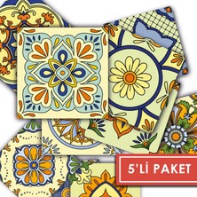 Tink Kendinden Yapışkanlı Sarı Tile Desenli Pvc Karo 10X10 cm 5’li Paket