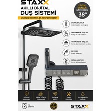 Staxx Power Yeni Model LED Piano 5 Fonksiyonlu Kendinden Banyo Bataryalı Dijital Akıllı Robot Duş Başlığı