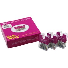 Go İthalat Glass Pıns Hyalıne Butterfly 1200 Adet Renkli Toplu Başörtü Iğnesi Şeffaf Plastik Askılıklı Kutulu (5224)