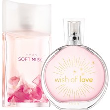 Avon Kadın Parfüm Seti: Soft Musk ve Wish Of Love EDT - Çiçeksi ve Pudramsı Ağız, 2×50 ml,
