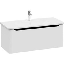 69921 Vitra New Integra Round Lavabo Dolabı 100 cm Bir Çekmeceli Mat Açık Gri