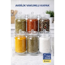 Empressco 6'lı Cam Baharat Takımı, Kulplu ve Vakum Kapaklı, Şık ve Pratik Kullanım