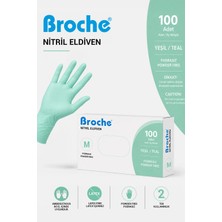 Broche Pudrasız Nitril Eldiven M Beden Turkuaz Yeşili 100'Lü