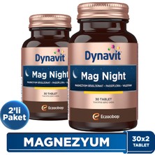 Dynavit Mag Night 30 Tablet X2- Akşam /gece Magnezyum - Magnezyum Bisglisinat, Passiflora, Valerian, B6-Uyku