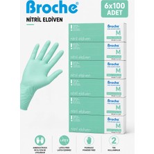 Broche Pudrasız Nitril Eldiven M Beden Turkuaz Yeşili 6'lı Paket
