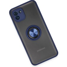 SBN - Store Mey Ithalat®  Samsung Galaxy A03 Kılıf Montreal Yüzüklü Silikon Kapak - Lacivert