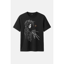 Kendim Seçtim Makas Eller Edward Tim Burton Sinema Movie Jhony Deep Film Baskılı Unisex Regular Fit Siyah Tişört