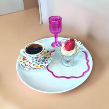 Bereka Metal Tepsi 24 cm Metal Tabak 1 Adet Yuvarlak Çay Kahve Sunum Tepsisi Sunumluk Tabak
