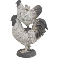 Deco 79 Çiftlik Evi Polystone Horoz Heykel, 8" x 5" x 12", Beyaz