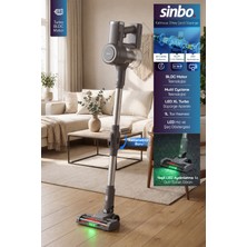 Sinbo SVC-8642 Kablosuz Dikey Şarjlı Süpürge 22.2V Bldc Motor LED Işıklı Turbo Başlık 1l Toz Hazneli