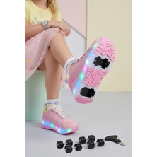 Walkenzo Wheel Akıllı Bağcıklı Işıklı Ortopedik Patenli Kız Çocuk Spor Ayakkabı