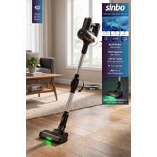 Sinbo SVC-8642 Kablosuz Dikey Şarjlı Süpürge 22.2V Bldc Motor LED Işıklı Turbo Başlık 1l Toz Hazneli