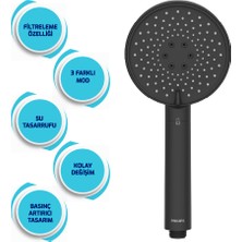 Philips Filtreli Duş Başlığı Cilt ve Saç Dostu Ash1516bk Siyah