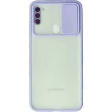 SBN - Store Mey Ithalat®  Samsung Galaxy A11 Kılıf Palm Buzlu Kamera Sürgülü Silikon - Lila