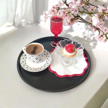 Bereka Metal Tepsi 24 cm Metal Tabak 1 Adet Yuvarlak Çay Kahve Sunum Tepsisi Sunumluk Tabak