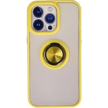 SBN - Store Mey Ithalat®  iPhone 15 Pro Max Kılıf Montreal Yüzüklü Silikon Kapak - Sarı