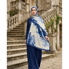 Batik Desenli Pamuk Soft Şal Lacivert Batik - Mira Ipek