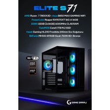 Game Garaj Elite S71 Amd R7 7800X3D 32GB Ram 1tb SSD RX9070XT 240MM Sıvı Soğt Freedos Oyuncu Oem Paket