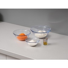 Borart 4 Parça Borasilikat Cam Hazırlık ve Servis Seti ( 3 Kase + Ölçü Bardağı )