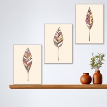 Tilki Dünyası 3'lü Bohem Kanvas Tablo Seti 20 - Modern Boho Duvar Dekoru - Modern Çizgiler ve Tasarım 3 Parça Tablo