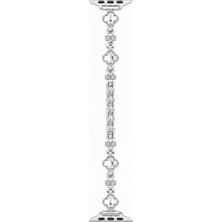 Casen Watch Saat 42MM Silver Taşlı Yonca Tasarımlı Şık Taşlı Kordon