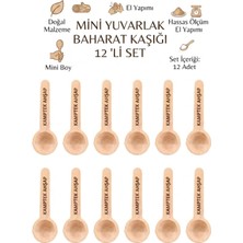 Kamptek Kamp Teknolojisi Kamptek Ahşap Mini Yuvarlak Baharat Kaşığı Set - Doğal El Yapımı Hassas Ölçü Tuz Kahve Kavanoz Kaşığı