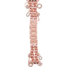 Casen Watch Saat 42MM Rose Gold Taşlı Kalp Tasarımlı Şık Kordon