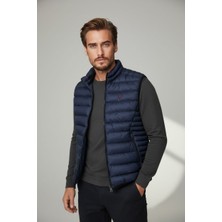 Piyera Erkek Şişme Yelek Hafif Dolgulu Günlük Spor Kullanım Dik Yaka Fermuarlı Modern Tasarım Açık LACIVERT-W10005