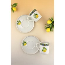 Bursa Porselen Dekor Lemon Iki Kişilik Kahve Fincan Takımı