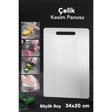 Empressco Paslanmaz Çelik Kesme Tahtası, Antiyel, 34X20 Cm, Hijyenik Doğrama