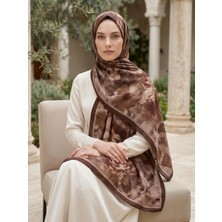 Frosted Bloom Müslin Şal Kahve - Sıcak ve Zamansız Stil