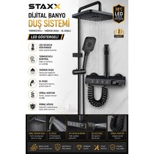 Staxx Power Dijital Banyo Duş Sistemi Termostatlı Yağmur Duşu El Duşlu LED Göstergeli
