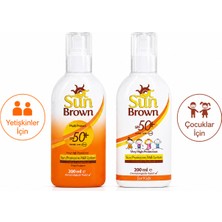 Sun Brown 50+ Faktör Yetişkin Yüz Güneş Losyonu ve Çocuk Güneş Sütü Aile Koruma Seti 2li