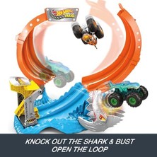 Oyuncak Trucks Köpekbalığı Oyun Seti, 1:64 Ölçekli -Wrex Araç, Çemberin Içinden Geçerek Düşmanı Yenme, JFR08