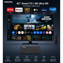 Samsung Smart Monitor Tv 43" 109 Ekran- 4K Ultra Hd Görüntü Kalitesi ve Şık Ince Tasarım + Klavye + Duvar Askı Aparatı