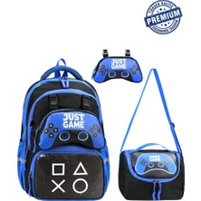 Alanç Gift Ultra Lüks Erkek Çocuk Ortopedik Gamer İlkokul Çantası Termal Beslenme ve Gamer Joystick Kalemlik