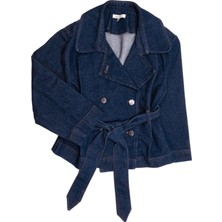 OZMOZ %100 Pamuk Mavi Denim Baharlık Kız Çocuk Ceket