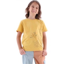 OZMOZ Organik Zürafa Baskılı Sarı Yazlık Erkek Çocuk Tshirt